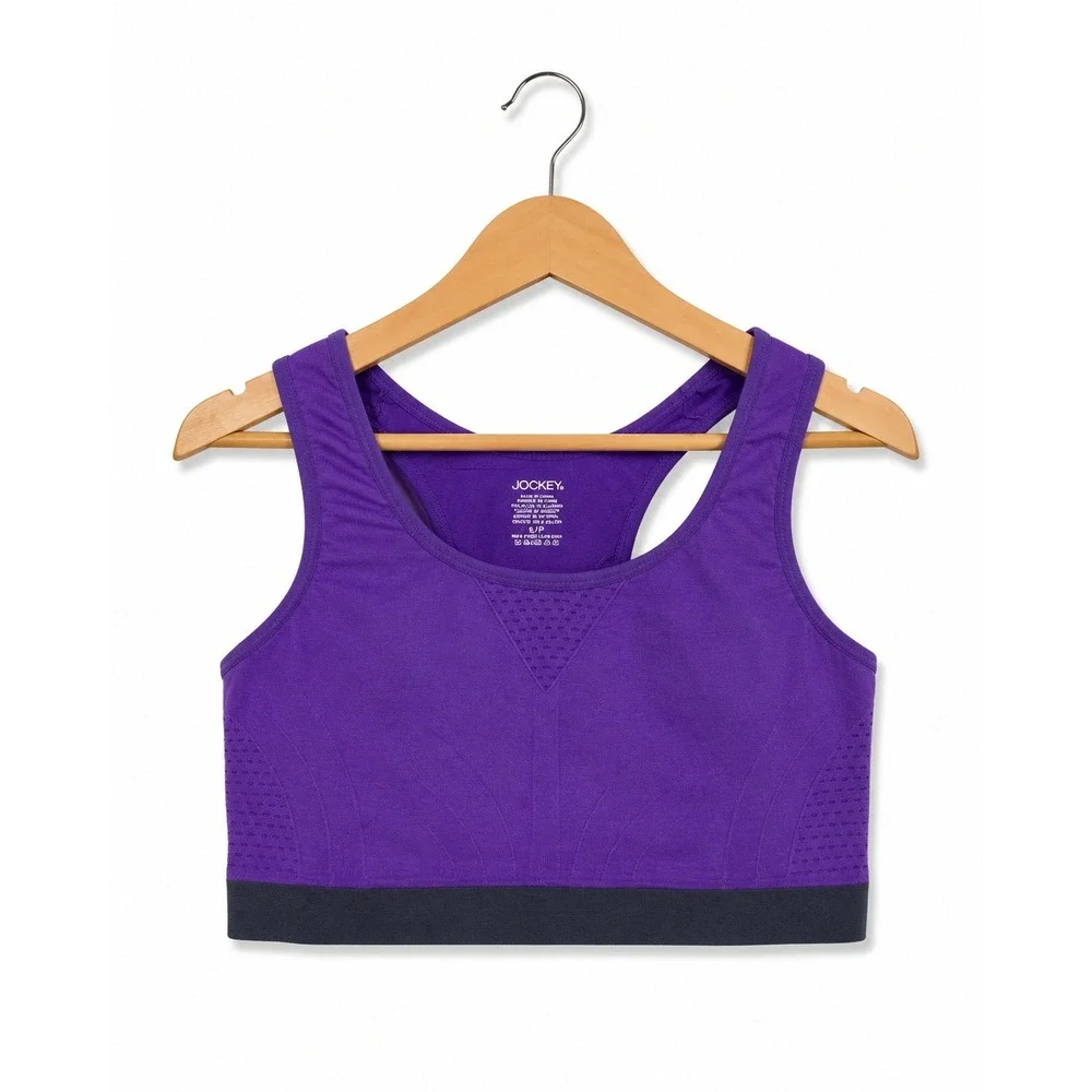 Jockey Womens Girls Sports Bra‎ Size Medium Purple Gray 30